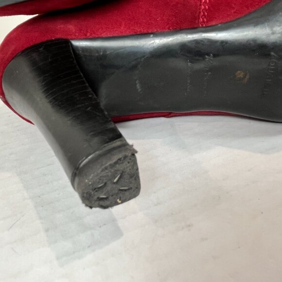 Women's Aquatalia Red Suede Heeled Bootie, Size 38.5 EU - Picture 12 of 15